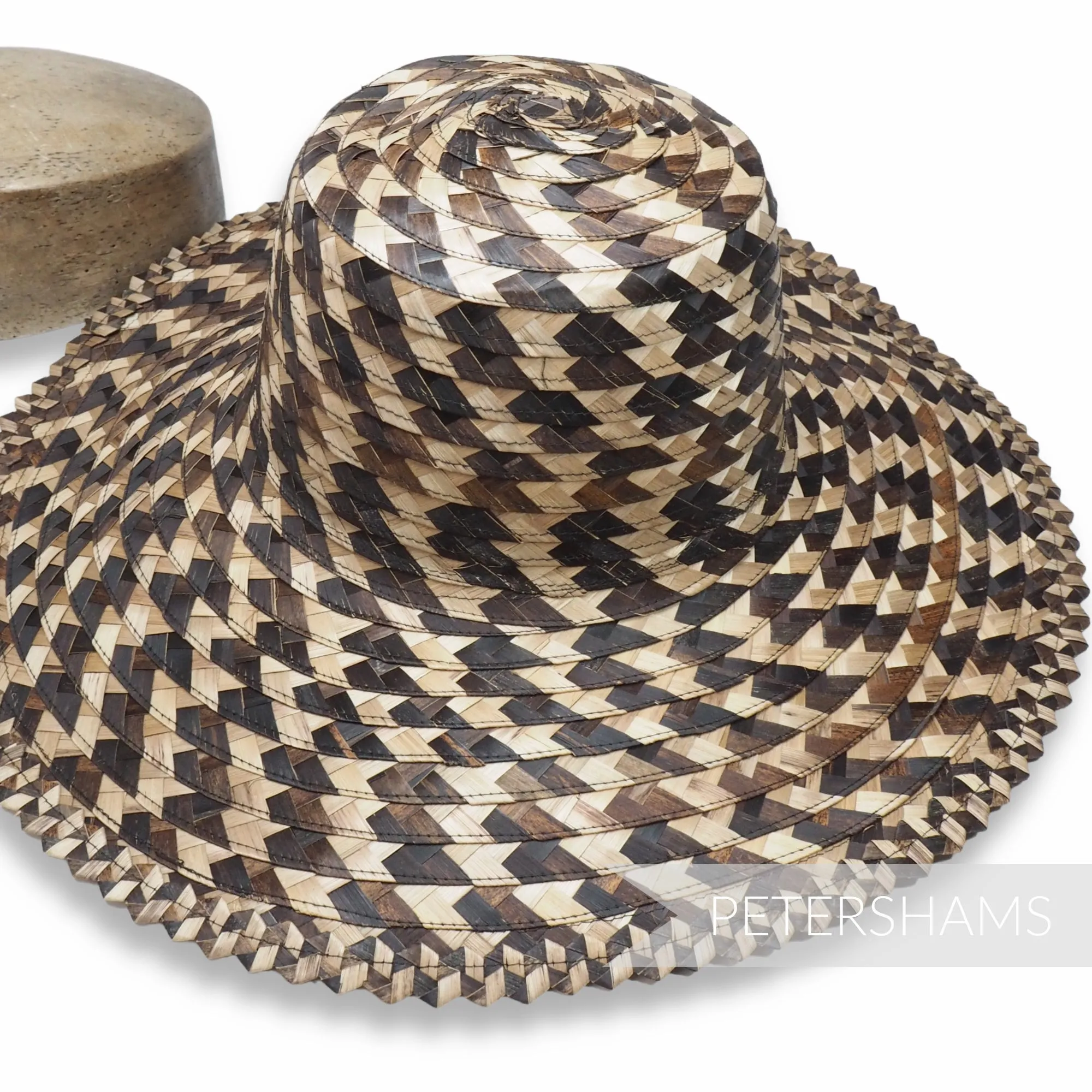 Contrasting Plaited Bark Straw Capeline Hat Body - 12-13"