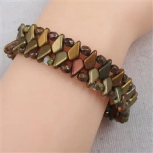 Copper Crystal Beaded Cuff Bracelet