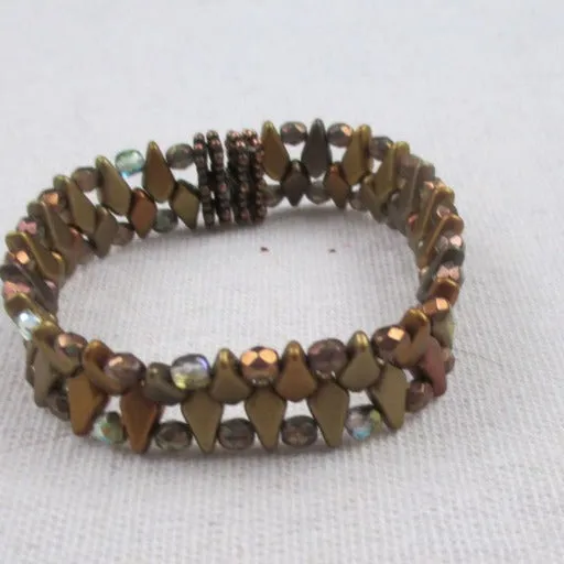 Copper Crystal Beaded Cuff Bracelet