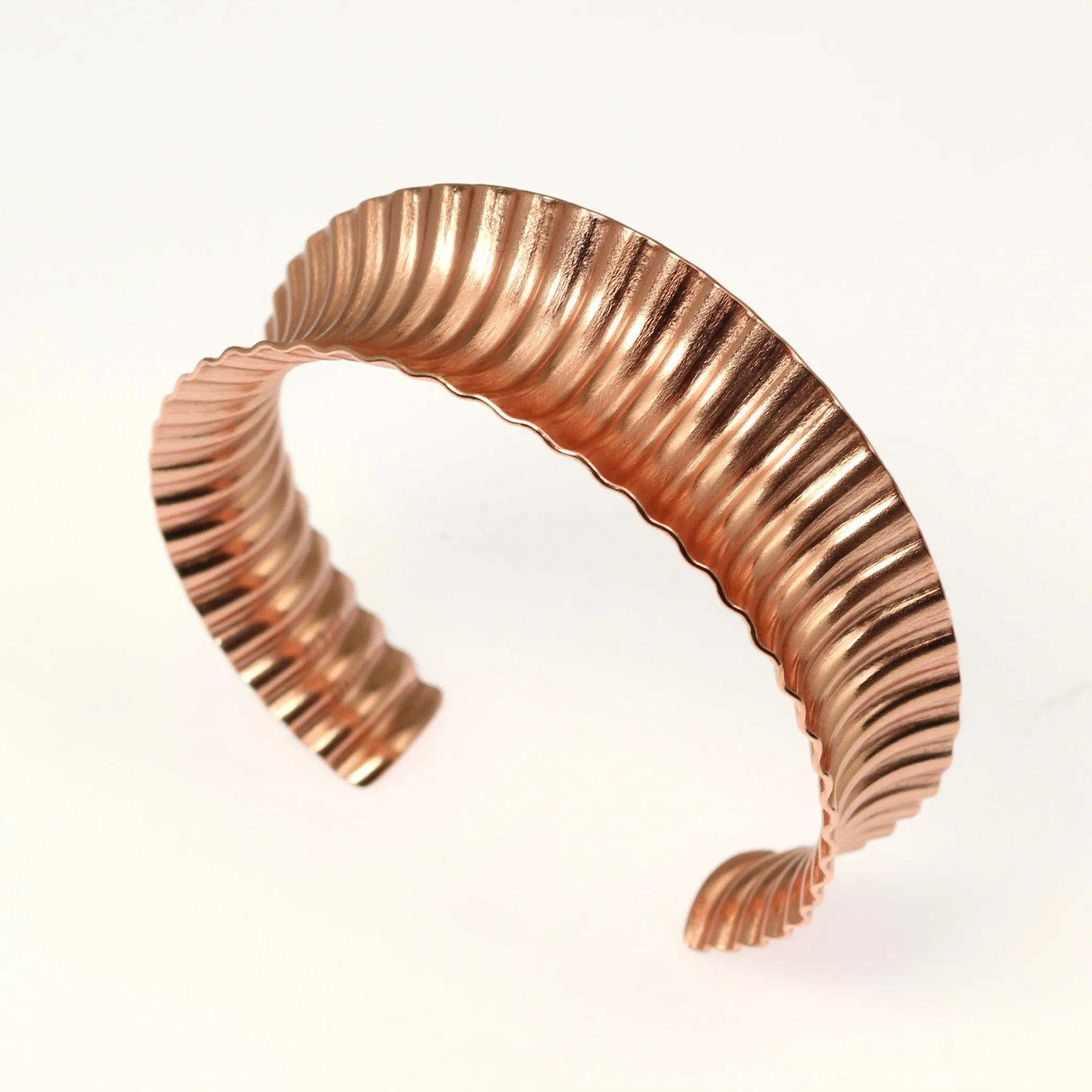 Corrugated Copper Anticlastic Tapered Handmade Cuff