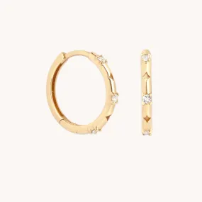 Cosmic Star Topaz Hoops in Solid Gold