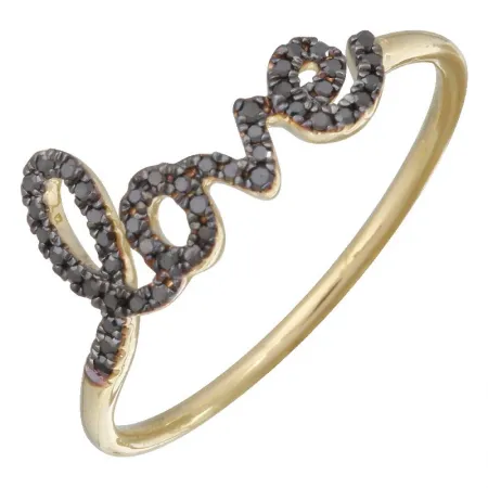 Cursive Love Black Diamond Ring