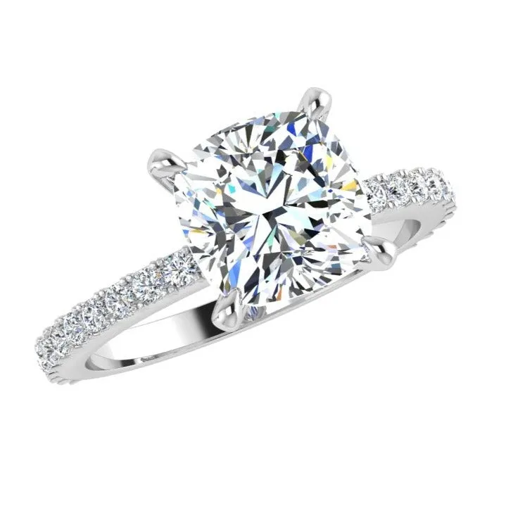 Cushion Diamond Engagement Ring With Side Stones 0.30ct