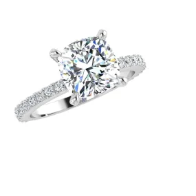 Cushion Diamond Engagement Ring With Side Stones 0.30ct