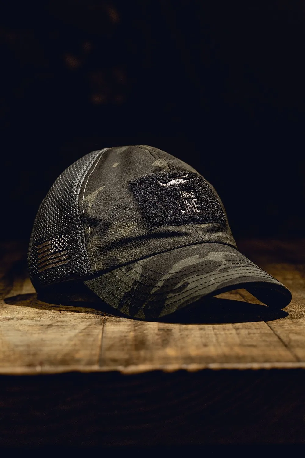 Dark American Made Mesh Back Hat with Dropline