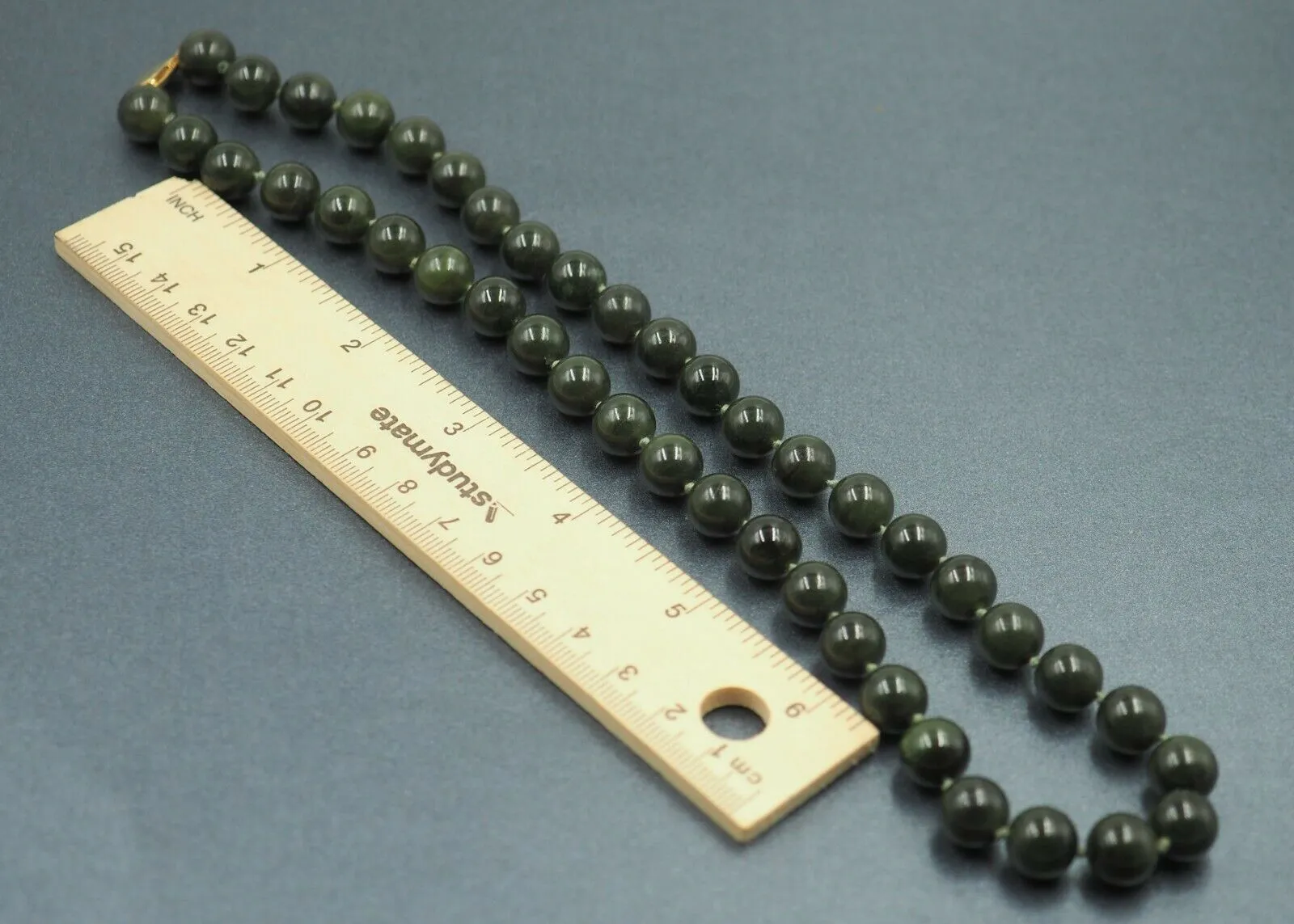 Dark Green Jade Beaded Necklace