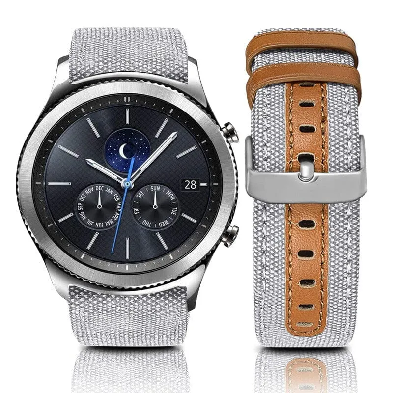 Denim & Leather Watch Straps Compatible with the Huawei Watch 4 Pro