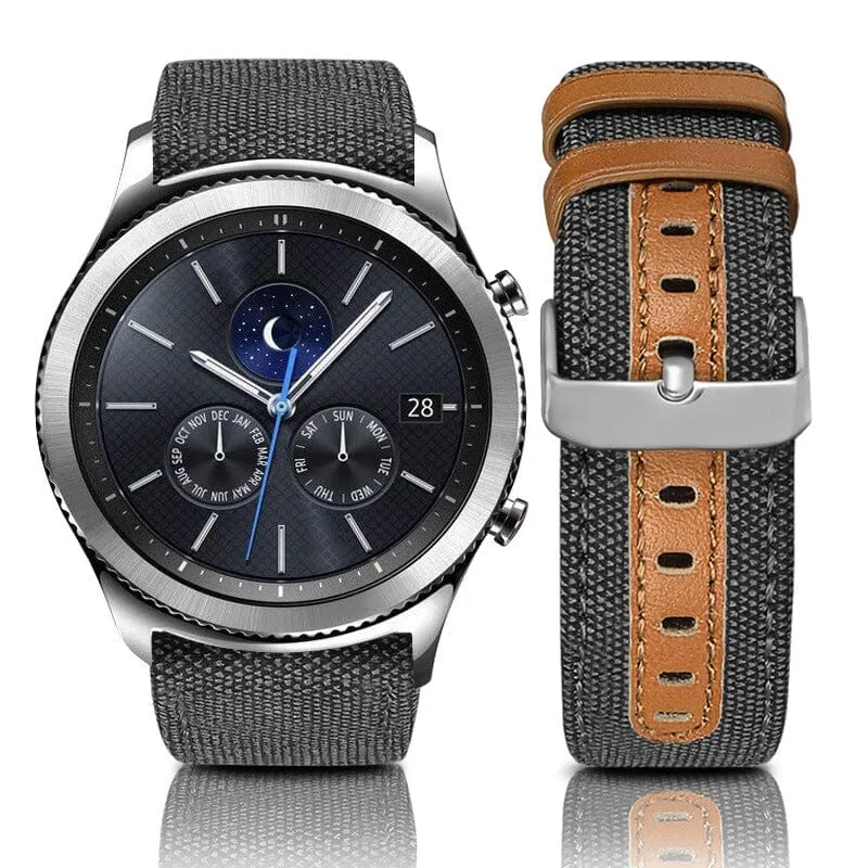 Denim & Leather Watch Straps Compatible with the Huawei Watch 4 Pro