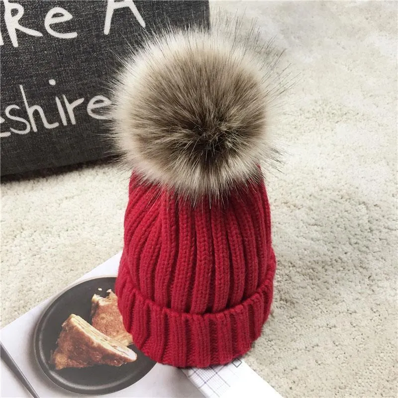 Detachable Faux Fur Bobble Pom Pom Hat