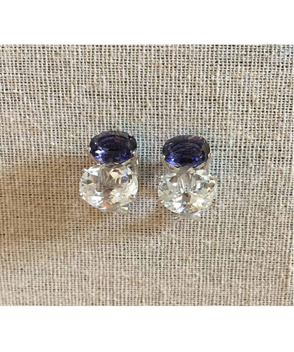 DFS 14KWG Iolite and Topaz Earrings