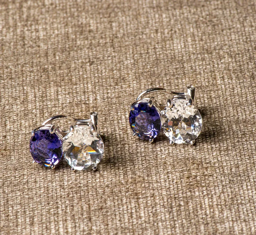 DFS 14KWG Iolite and Topaz Earrings