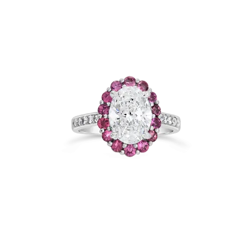 Diamond & Pink Sapphire Engagement Ring