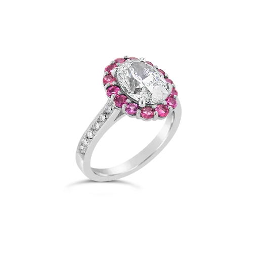 Diamond & Pink Sapphire Engagement Ring