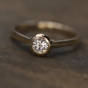 Diamond Peekaboo Yellow Gold Hand Made Vintage Inspired Engagement Ring