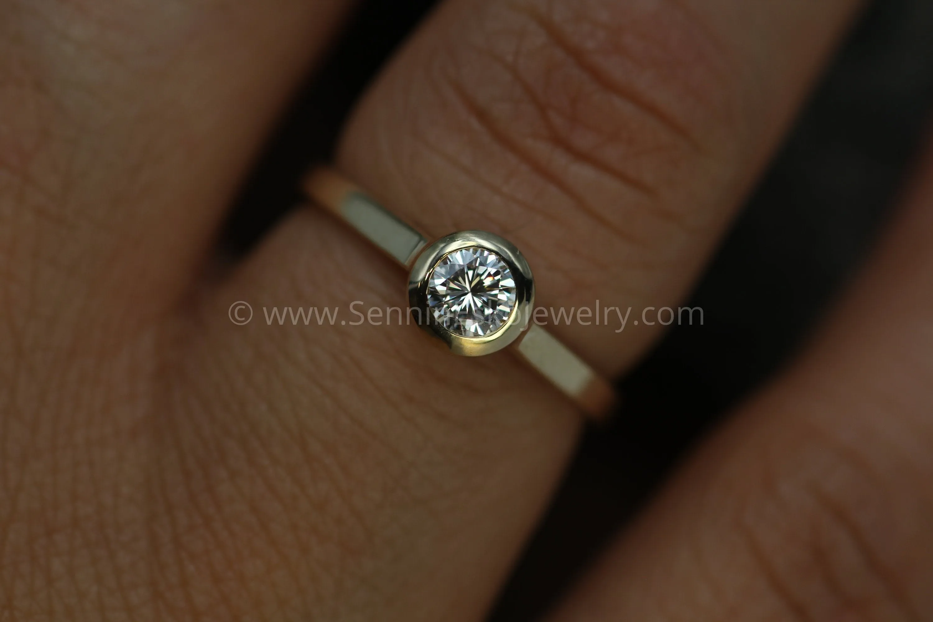 Diamond Peekaboo Yellow Gold Hand Made Vintage Inspired Engagement Ring