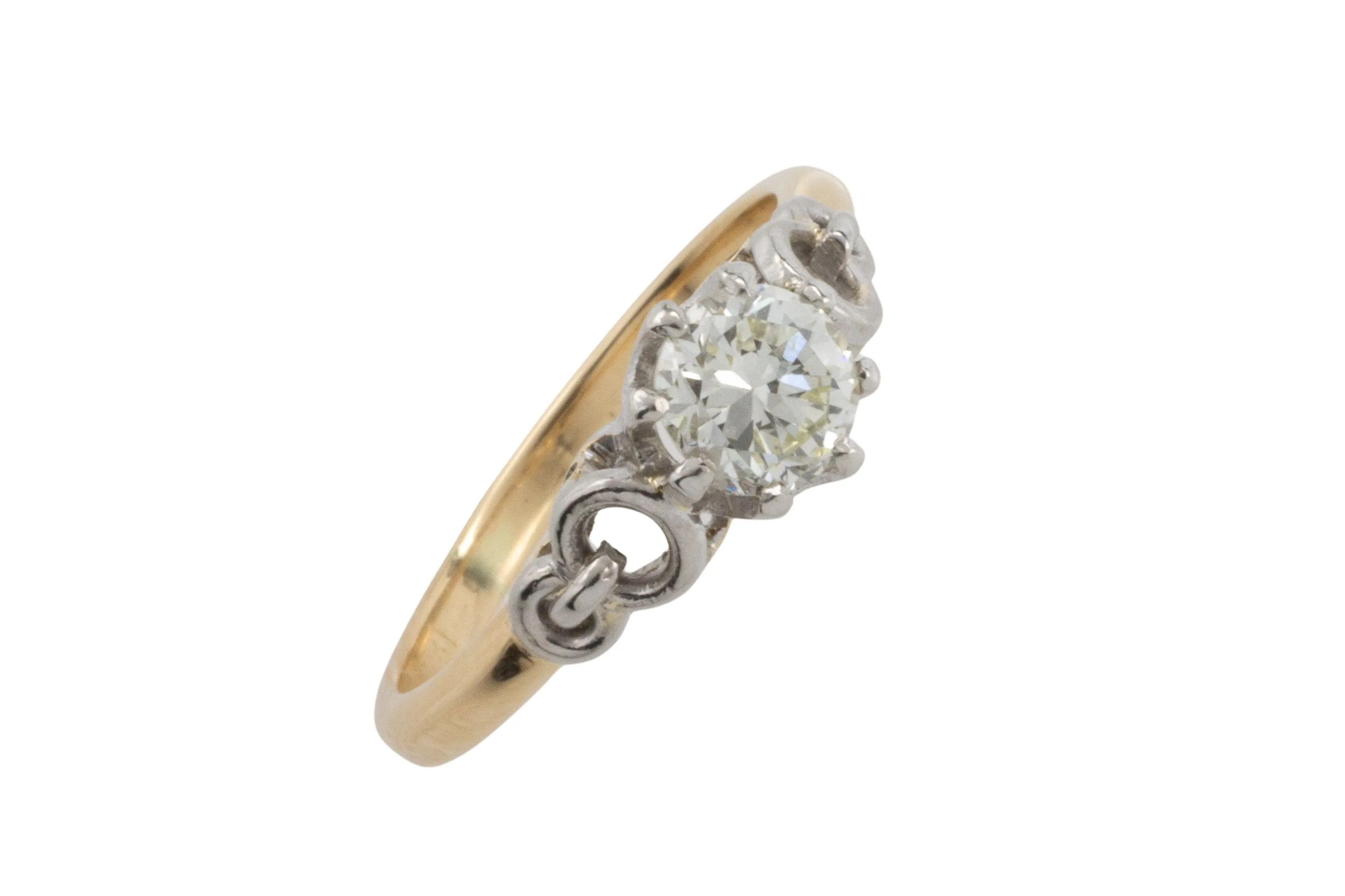 Diamond solitaire ring in platinum and gold