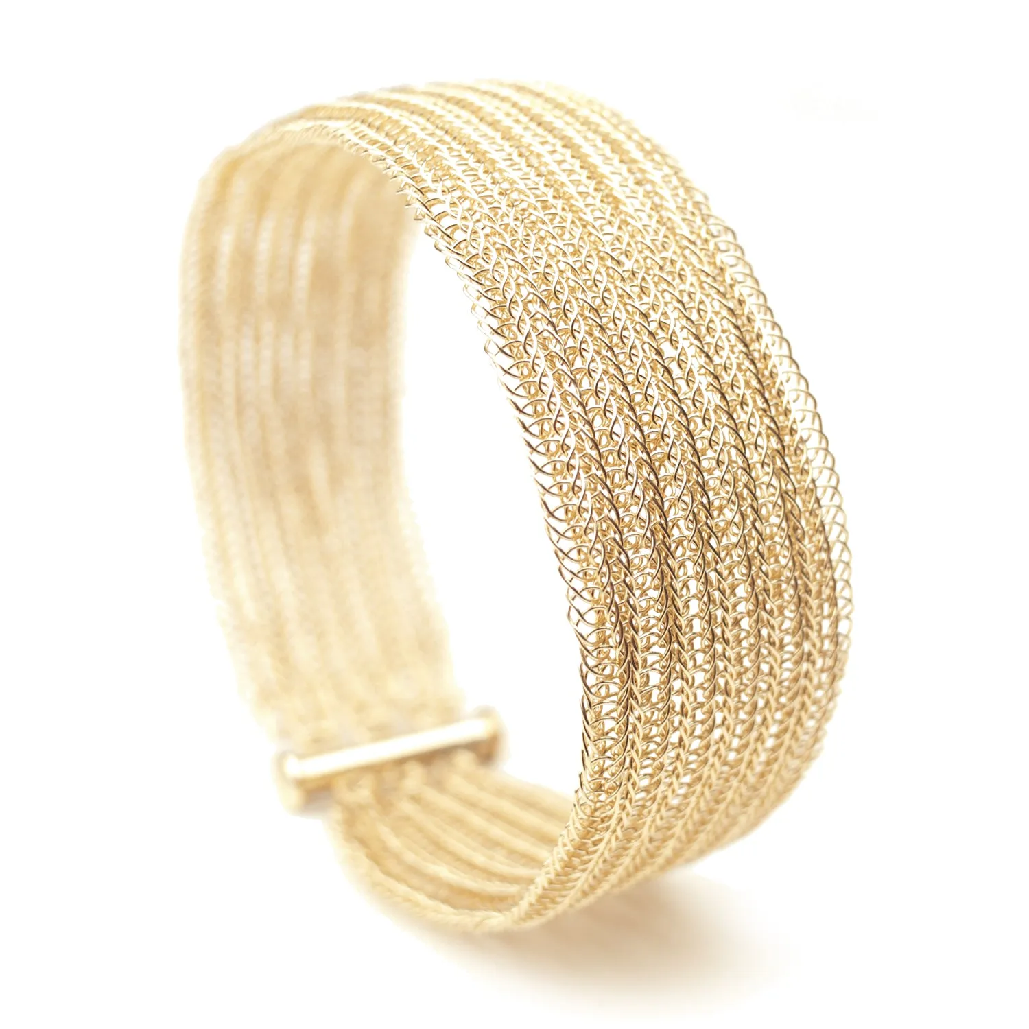 Double knit gold filled cuff bracelet