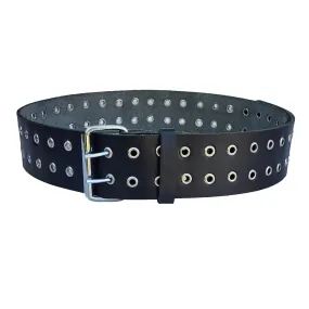 Double Prong Chrome Buckle Black Kilt Belt