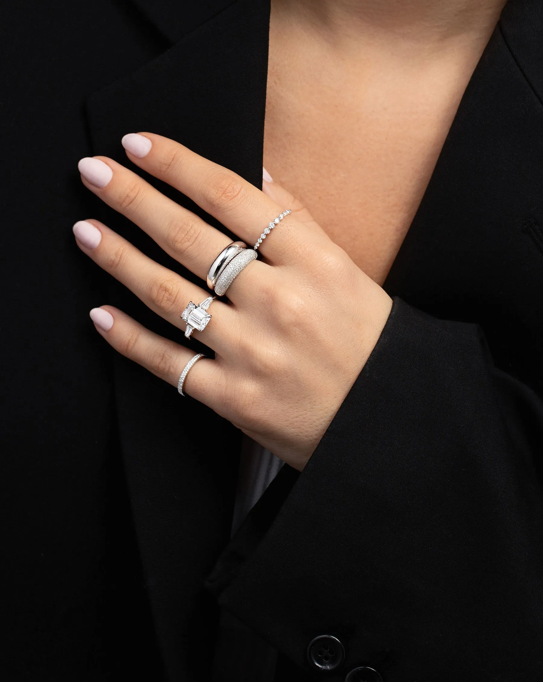 Double Row Stackable Pavé Ring