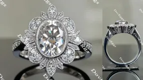 Doveggs oval floral moissanite engagement ring