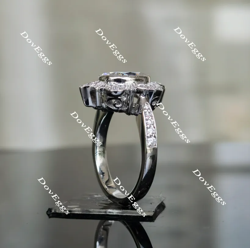 Doveggs oval floral moissanite engagement ring