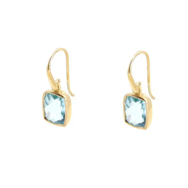 Earrings - Dangle Blue Topaz Gold Plated Sterling Silver Bold Collection