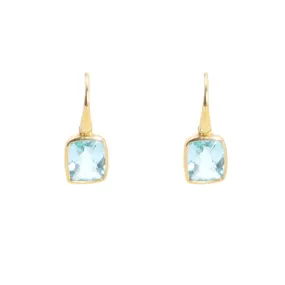 Earrings - Dangle Blue Topaz Gold Plated Sterling Silver Bold Collection