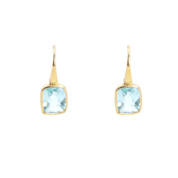 Earrings - Dangle Blue Topaz Gold Plated Sterling Silver Bold Collection