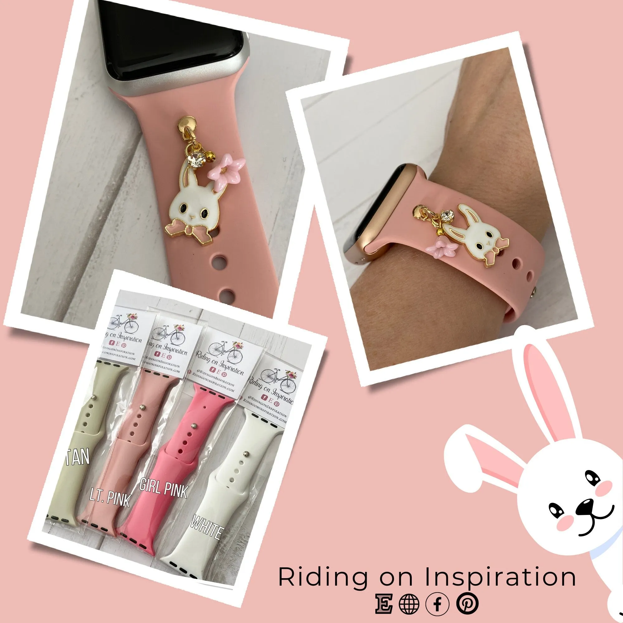 Easter Watch Band Charms, Watchband Studs, Watchband Bars, Apple Watch Charms, Easter Jewelry, Easter Bunny, Apple Watchbands, Bunny Charms