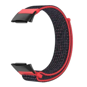 Elastic nylon watch strap Fitbit Charge 5 - Black / Red