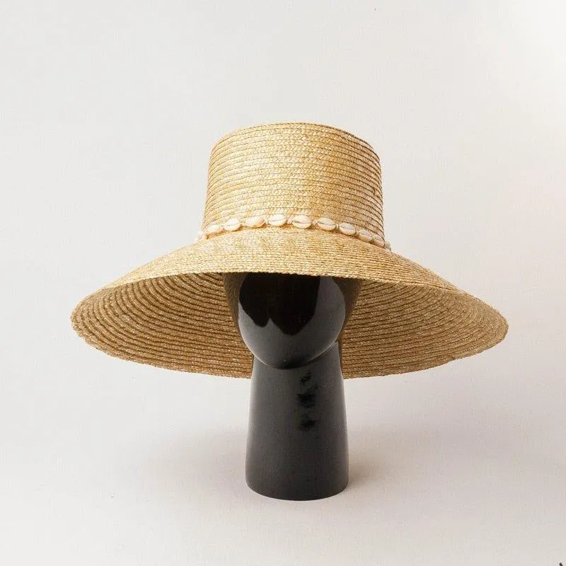 Elegant Wide Brim Straw Hat with Adjustable Neck Tie