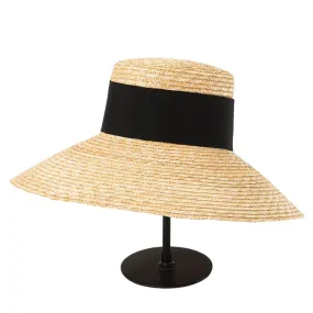 Elegant Wide Brim Straw Hat with Adjustable Neck Tie