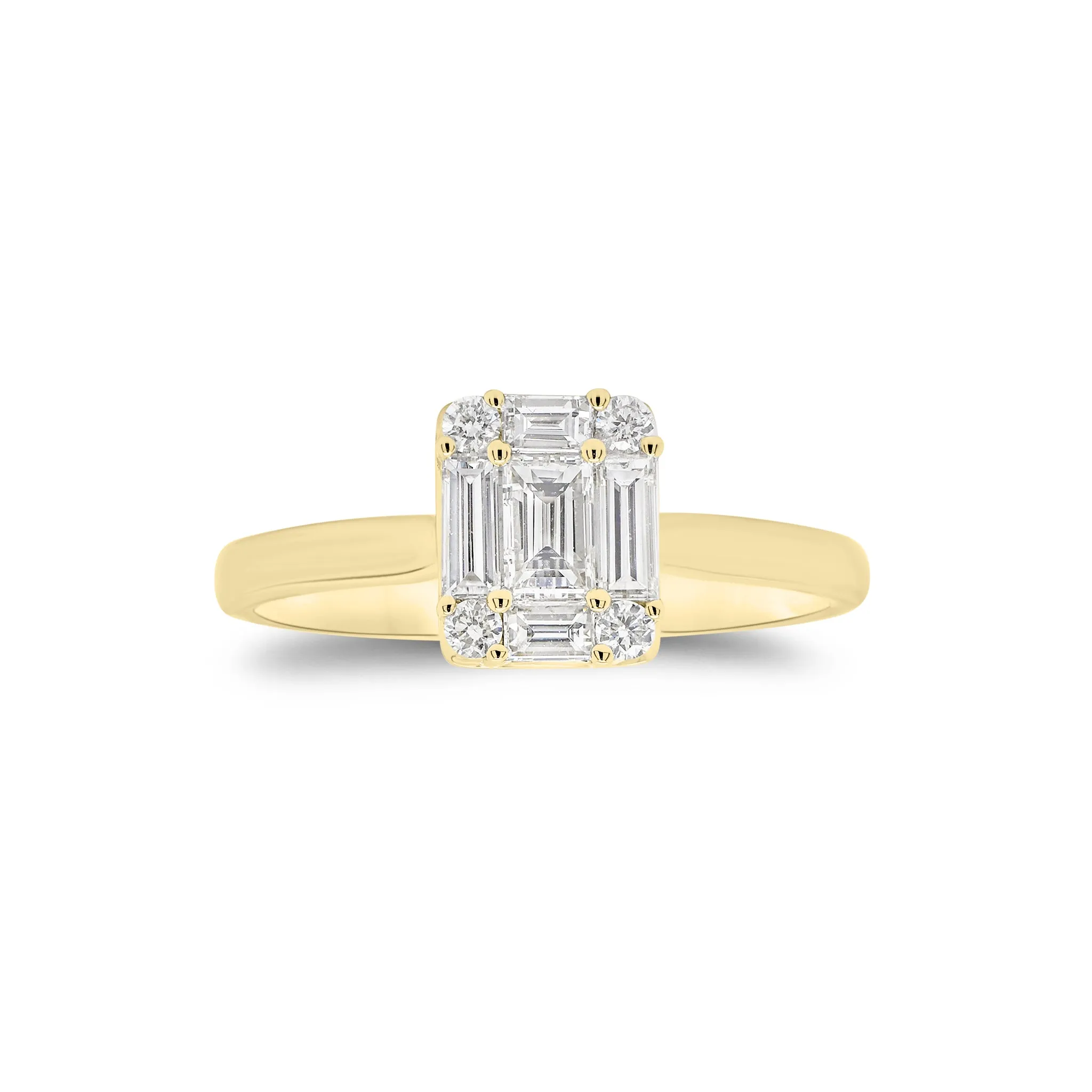 Emerald-Cut Diamond Illusion Engagement Ring