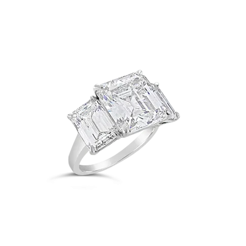 Emerald cut Three Stone Diamond Ring