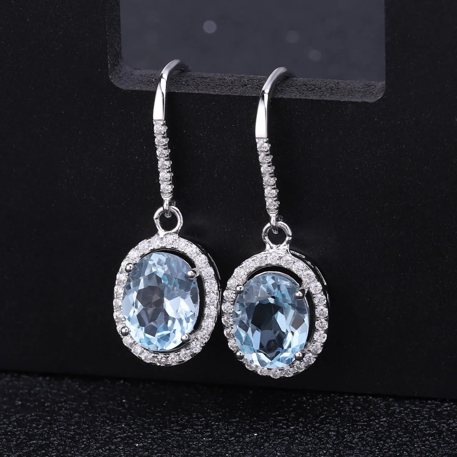 European Retro Oval Shape Silver Drop Earrings for Women