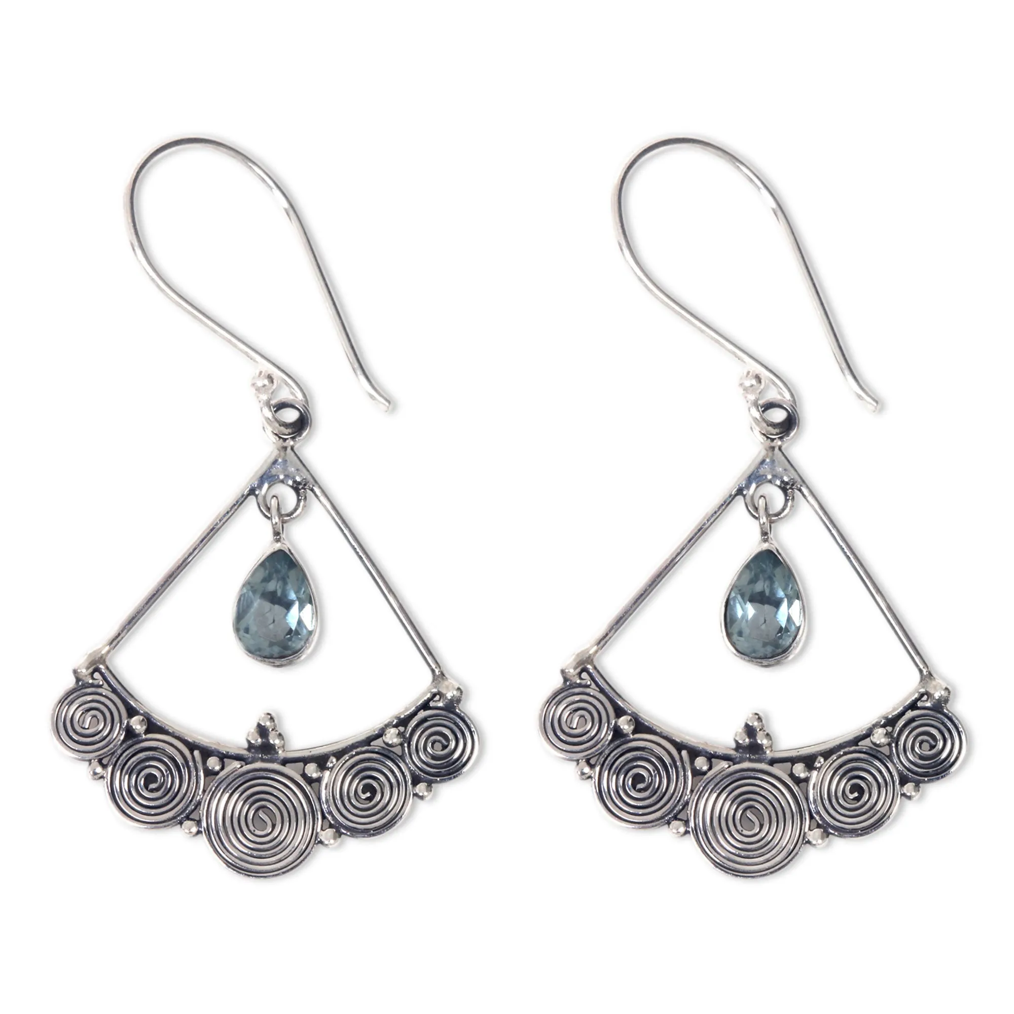 Fabulously Feminine Artisan Crafted Blue Topaz and Sterling Silver Earrings