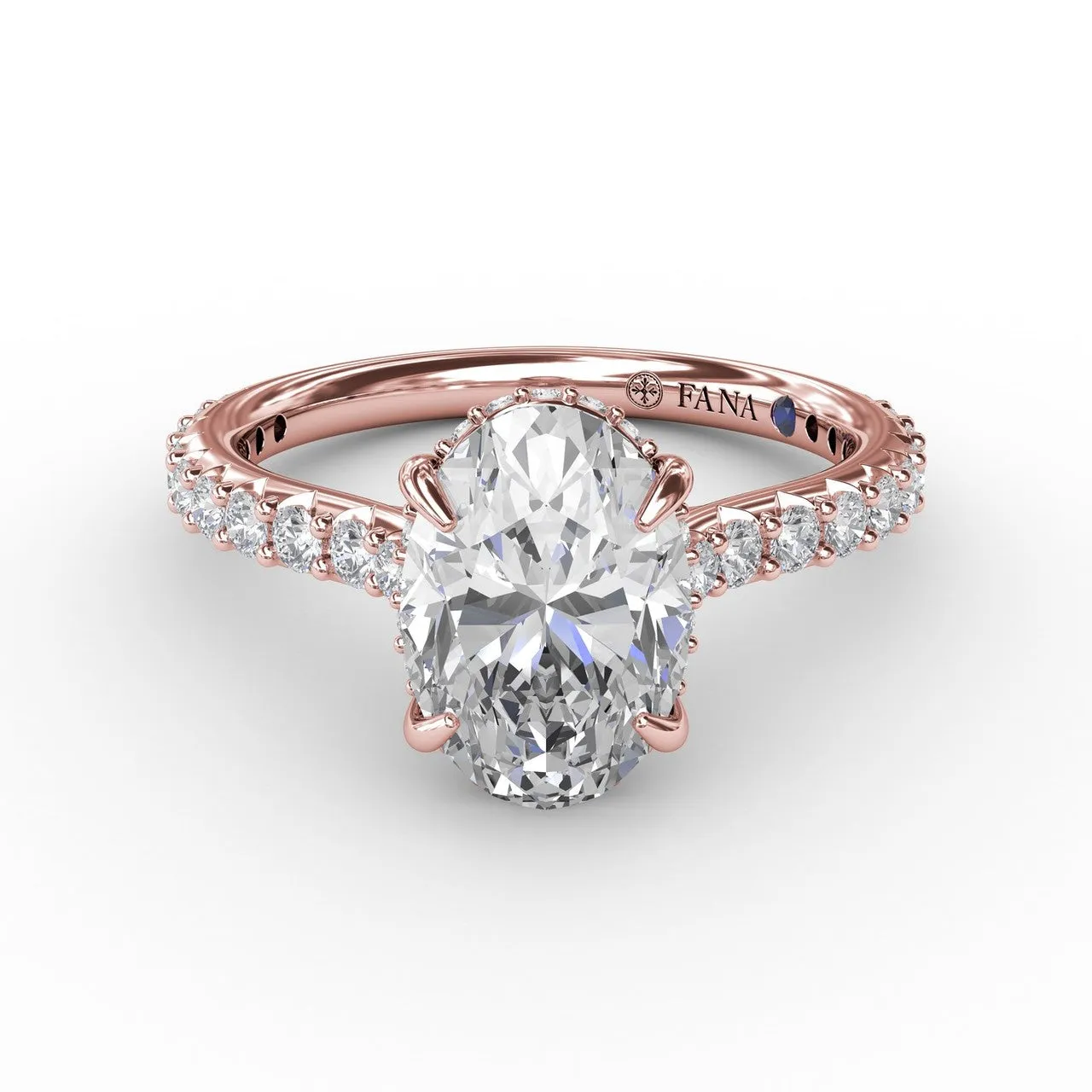 Fana Classic Oval Diamond Solitaire Engagement Ring With Hidden Pavé Halo 3241