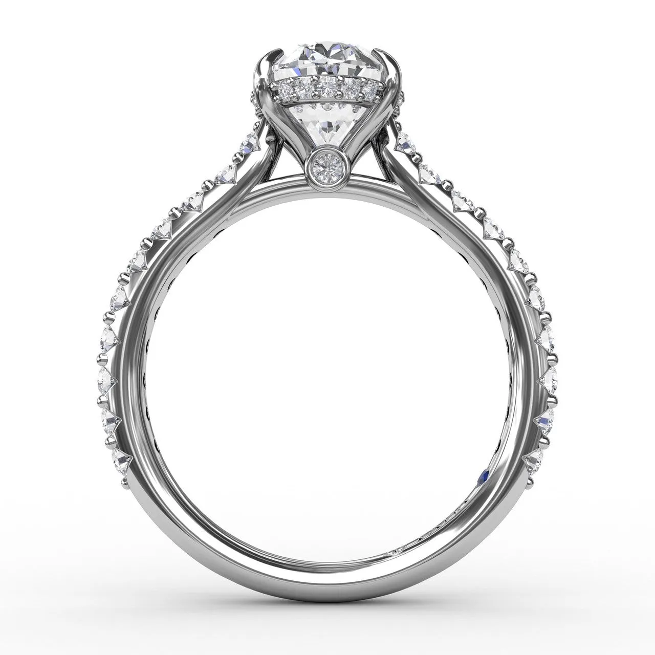 Fana Classic Oval Diamond Solitaire Engagement Ring With Hidden Pavé Halo 3241