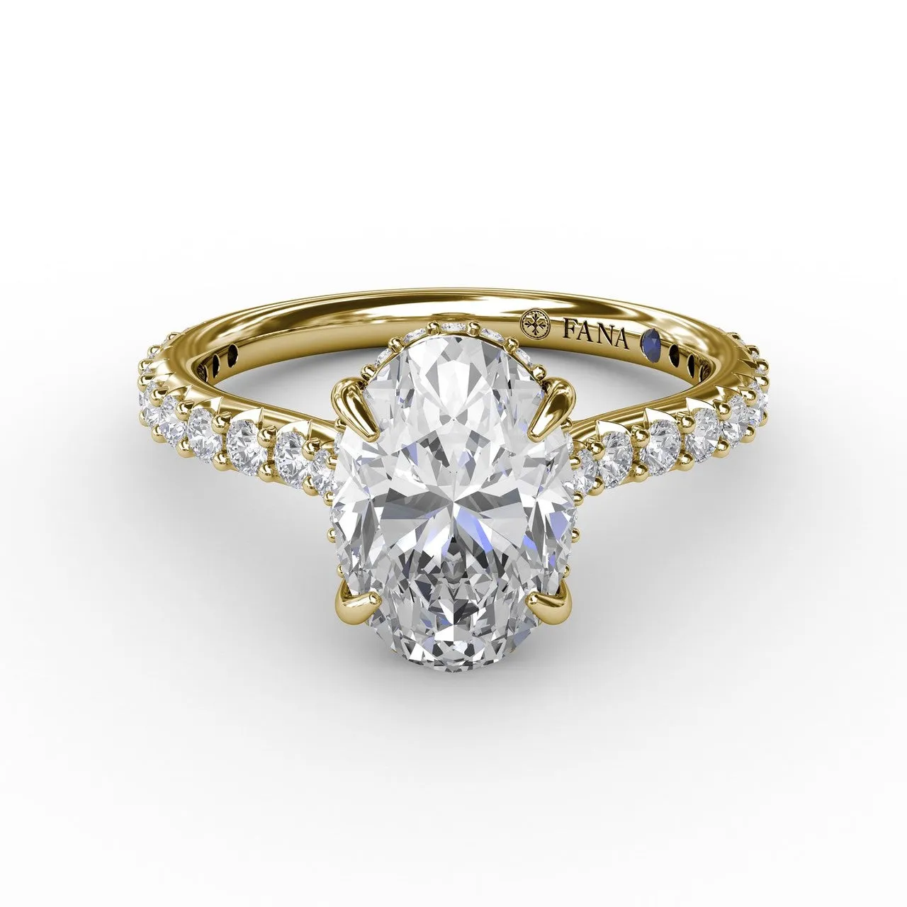 Fana Classic Oval Diamond Solitaire Engagement Ring With Hidden Pavé Halo 3241