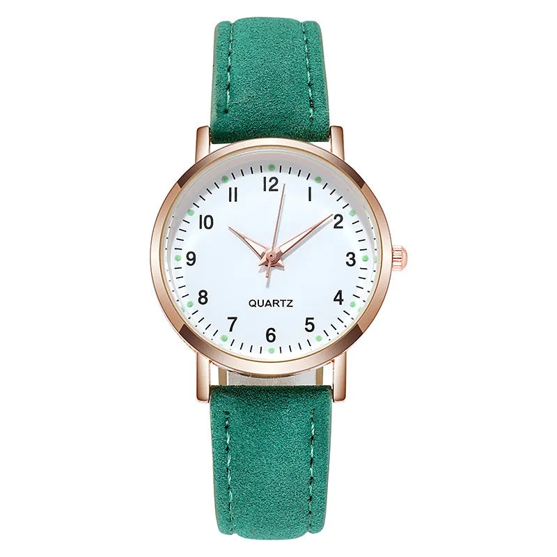 Female Student Luminous Watch Small Fresh Matte Leather Casual Watch Women's Quartz Watch