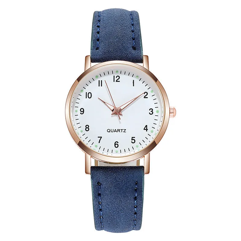 Female Student Luminous Watch Small Fresh Matte Leather Casual Watch Women's Quartz Watch