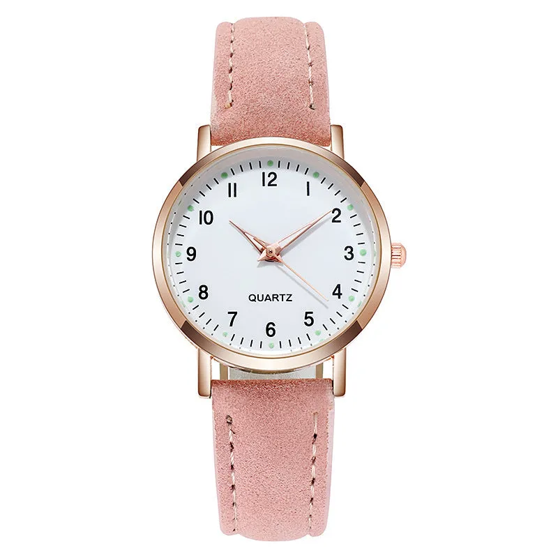 Female Student Luminous Watch Small Fresh Matte Leather Casual Watch Women's Quartz Watch