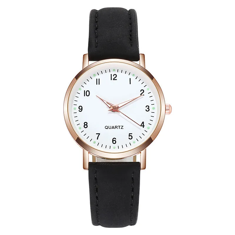 Female Student Luminous Watch Small Fresh Matte Leather Casual Watch Women's Quartz Watch