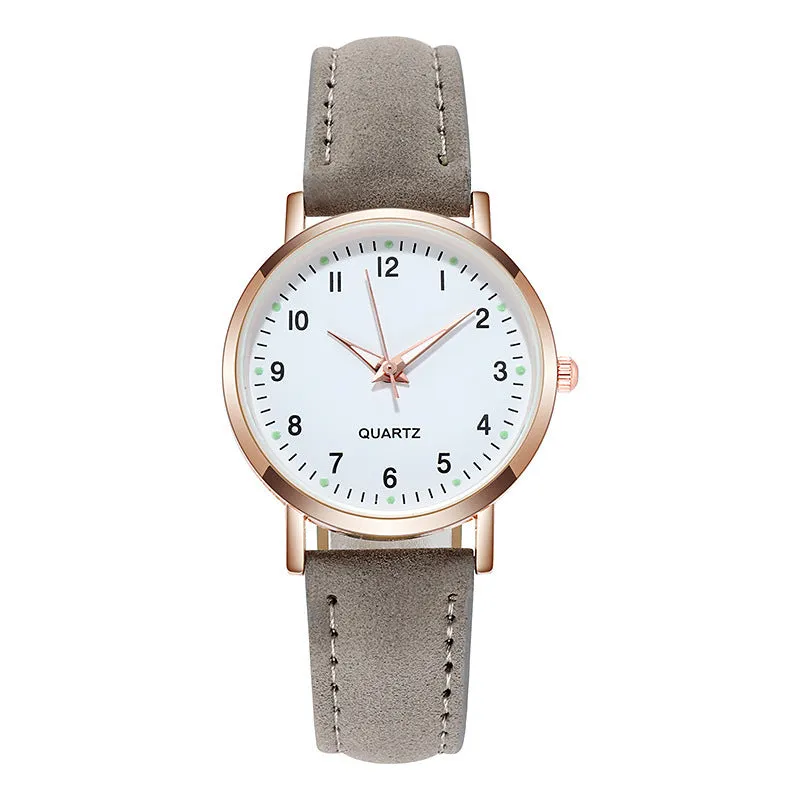 Female Student Luminous Watch Small Fresh Matte Leather Casual Watch Women's Quartz Watch