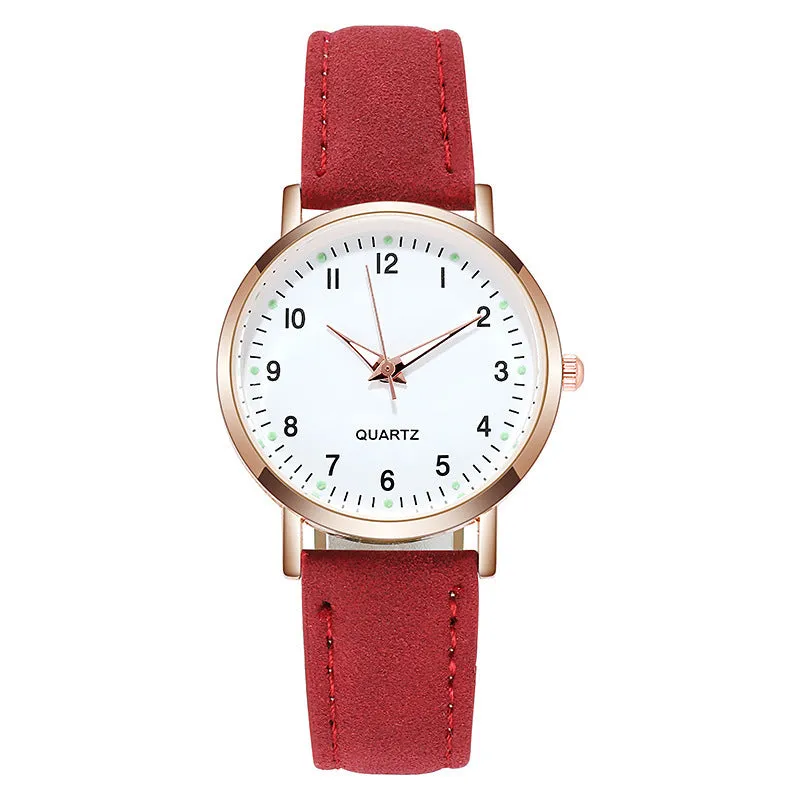 Female Student Luminous Watch Small Fresh Matte Leather Casual Watch Women's Quartz Watch