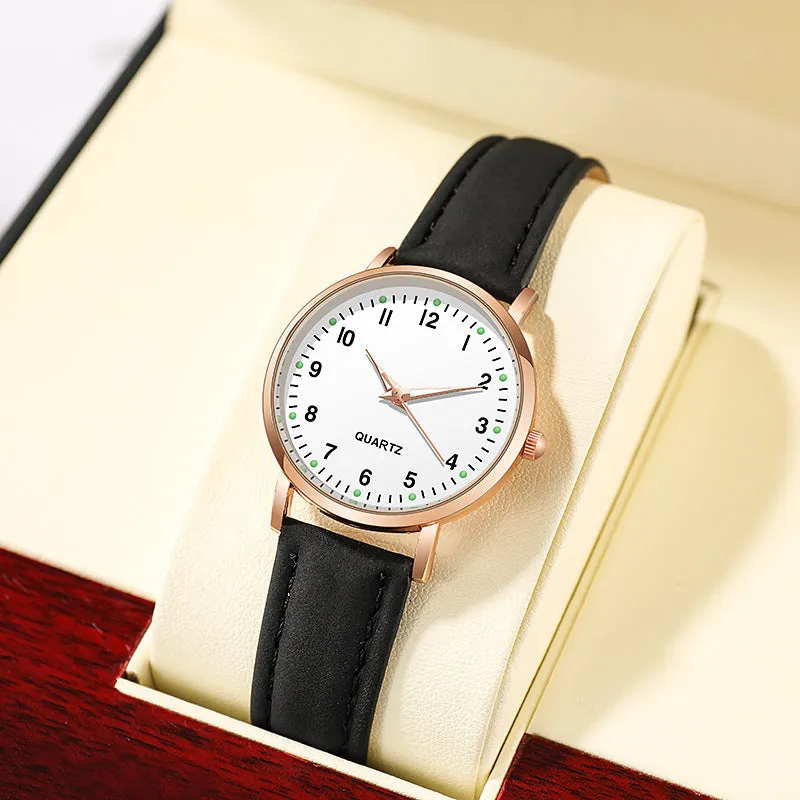 Female Student Luminous Watch Small Fresh Matte Leather Casual Watch Women's Quartz Watch