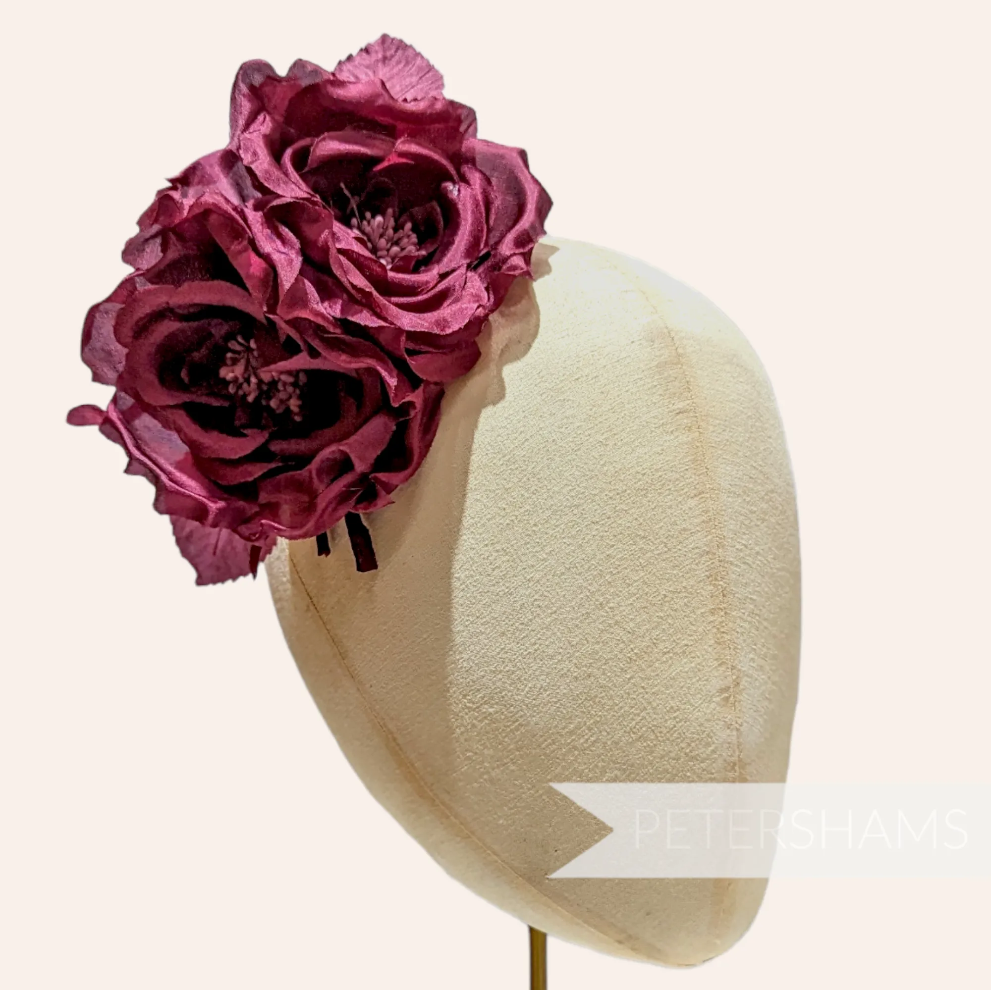 'Fiona' Silk Double Rose Millinery Flower Hat Mount