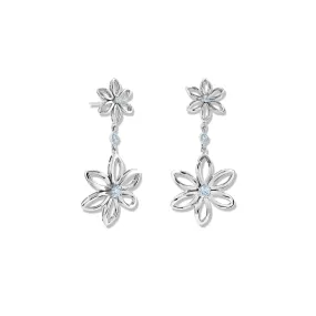 Fleur de Lys Double Earrings Silver - Blue Topaz