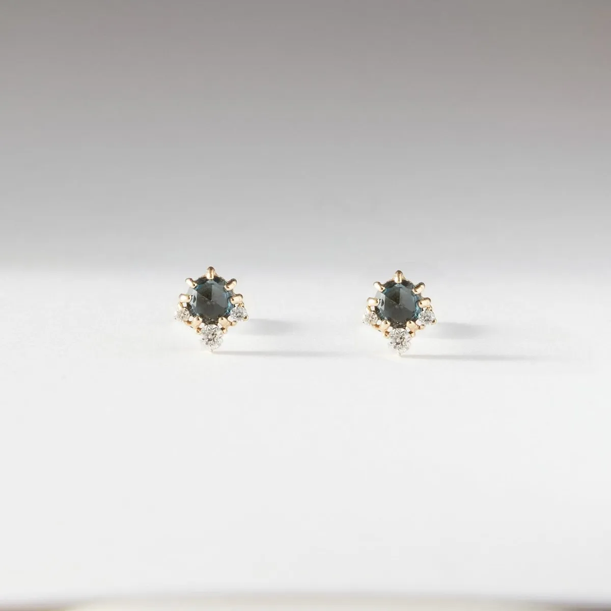 full moon glow diamond london blue topaz earring - 14k yellow gold, blue topaz, diamonds