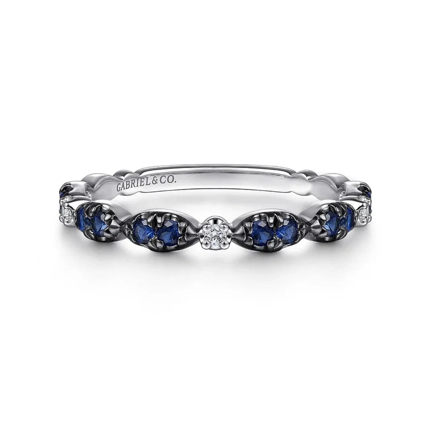 Gabriel & Co. Black Rhodium Diamond and Blue Sapphire Ring